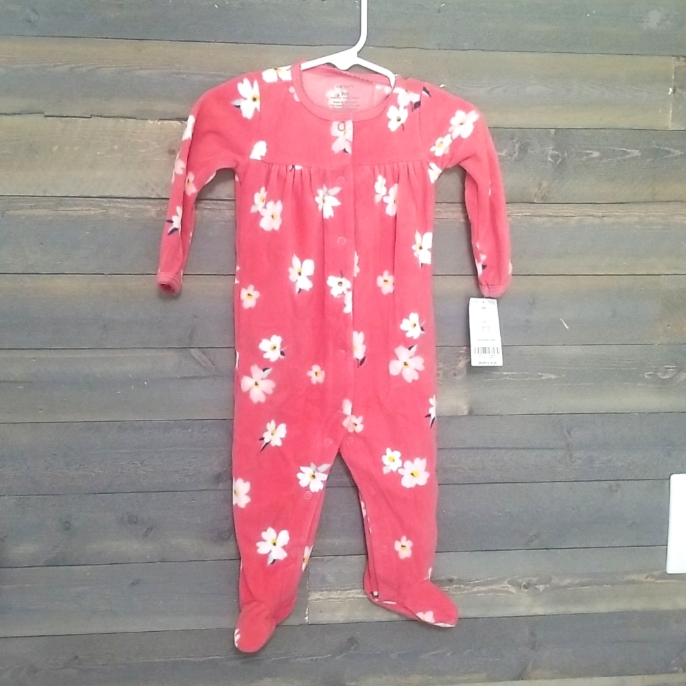 9M fleece snap up pajamas